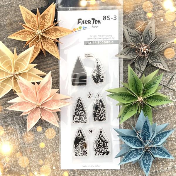 6 Stempelmotive / Set 3 für Faltstern Nr. 8S